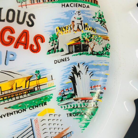Vintage Las Vegas Milk Glass Trinket Dish Sin City Old Casino Strip Speakeasy - Picture 6 of 10